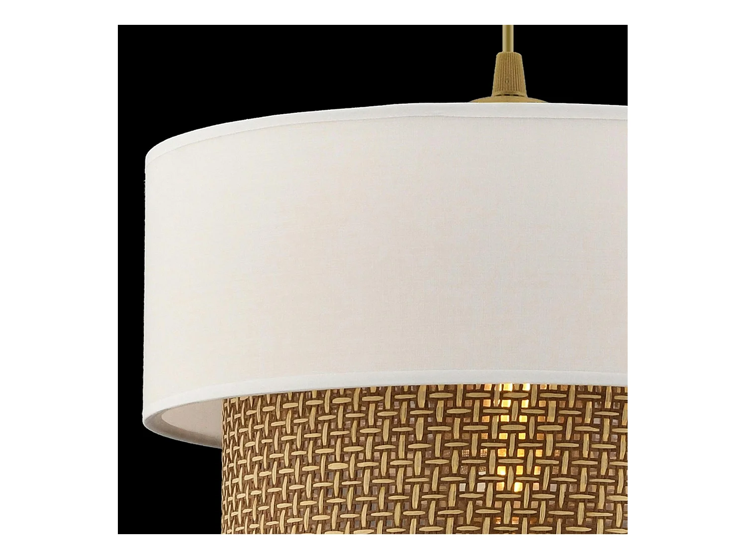 Suspension blanche - double abat-jour avec tressage ZURICH