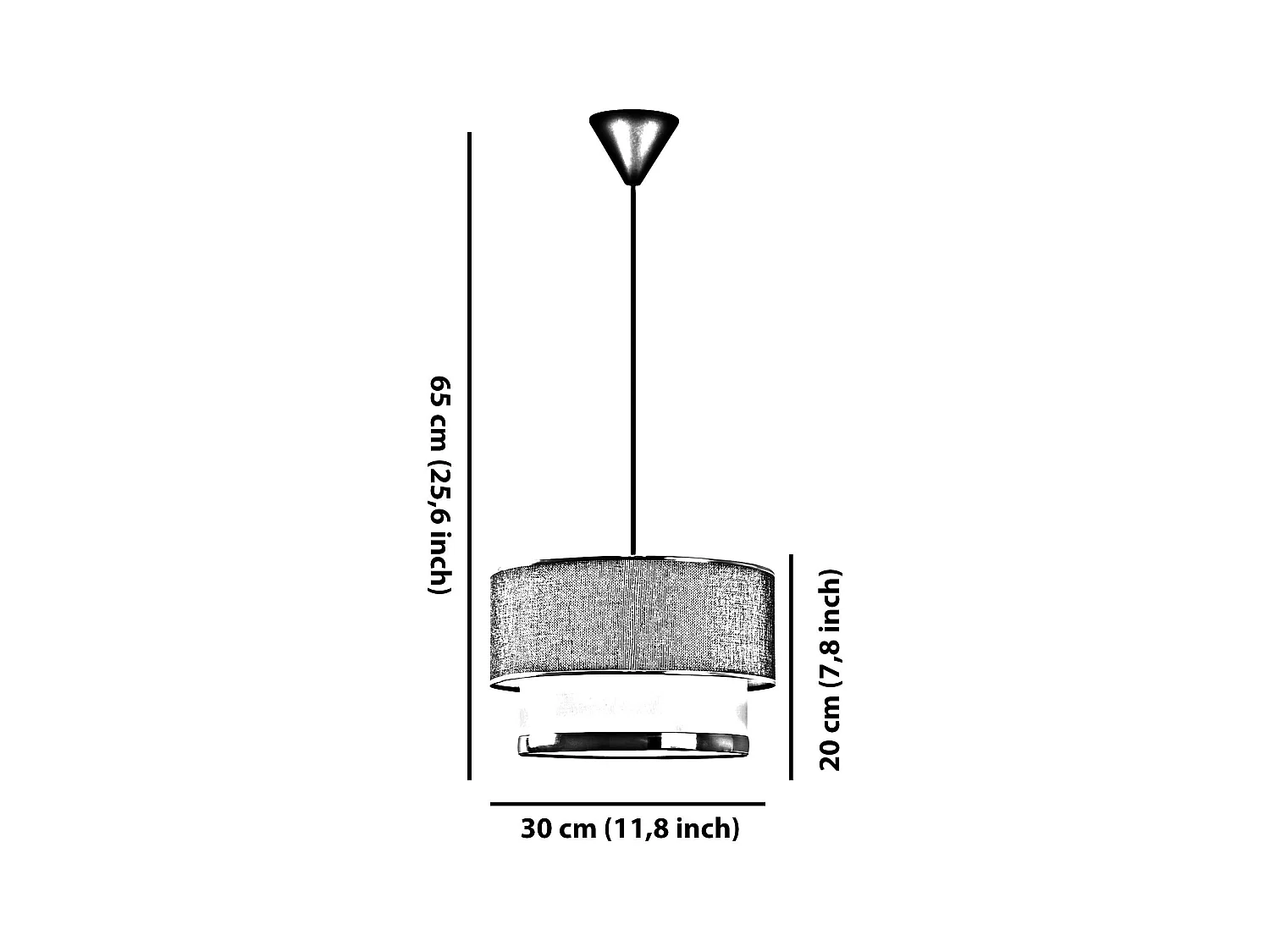 Suspension blanche - double abat-jour avec tressage ZURICH