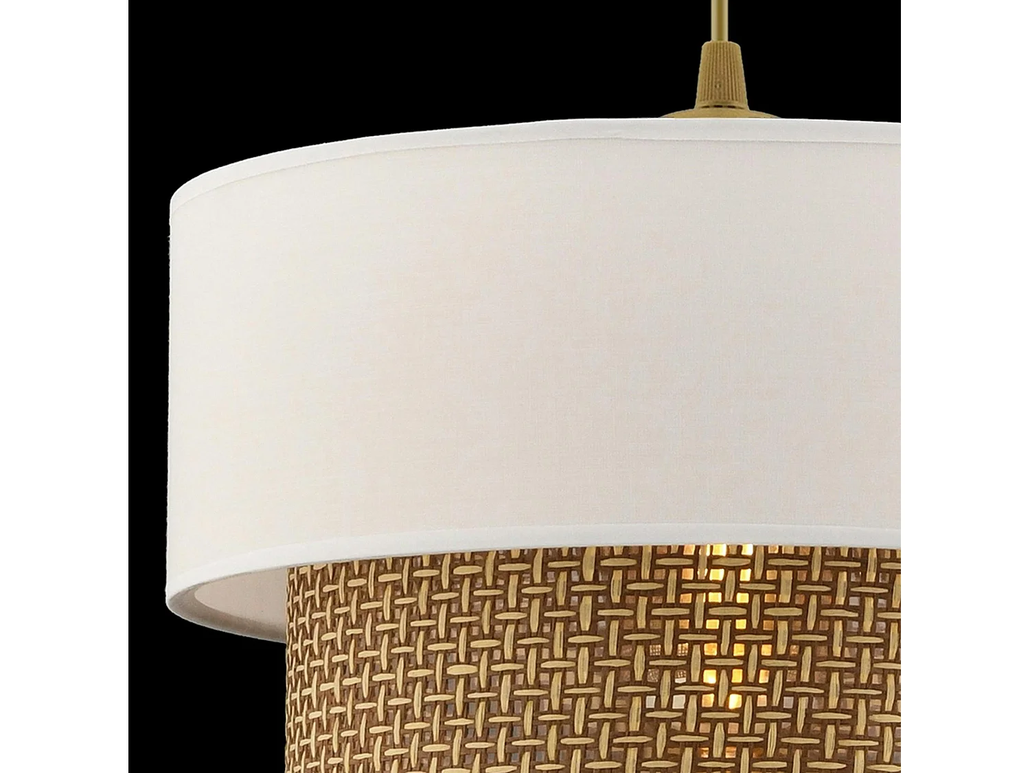 Suspension blanche - double abat-jour avec tressage ZURICH