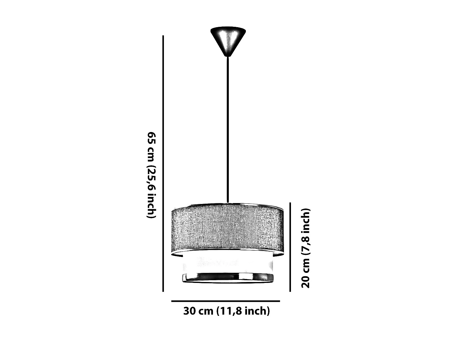 Suspension blanche - double abat-jour avec tressage ZURICH