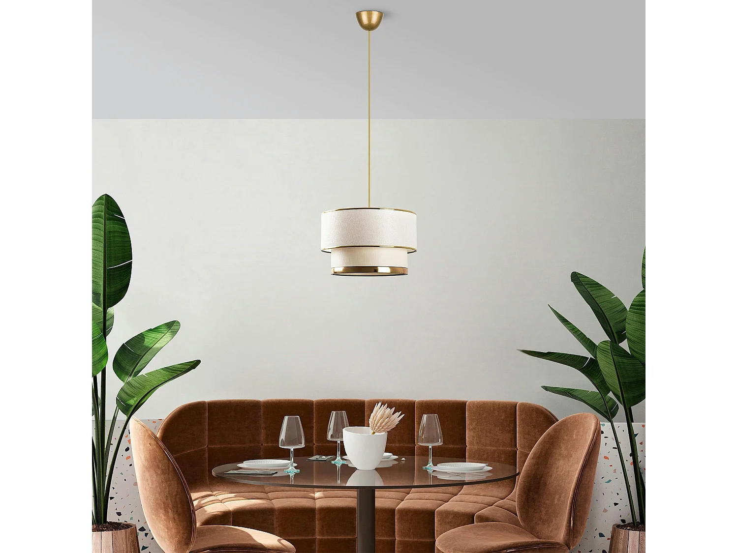 Suspension moderne en tissu - crème et or ZURICH