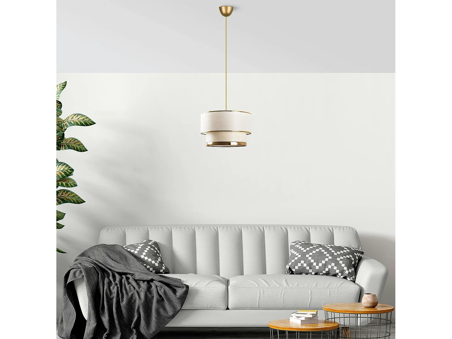 Suspension moderne en tissu - crème et or ZURICH