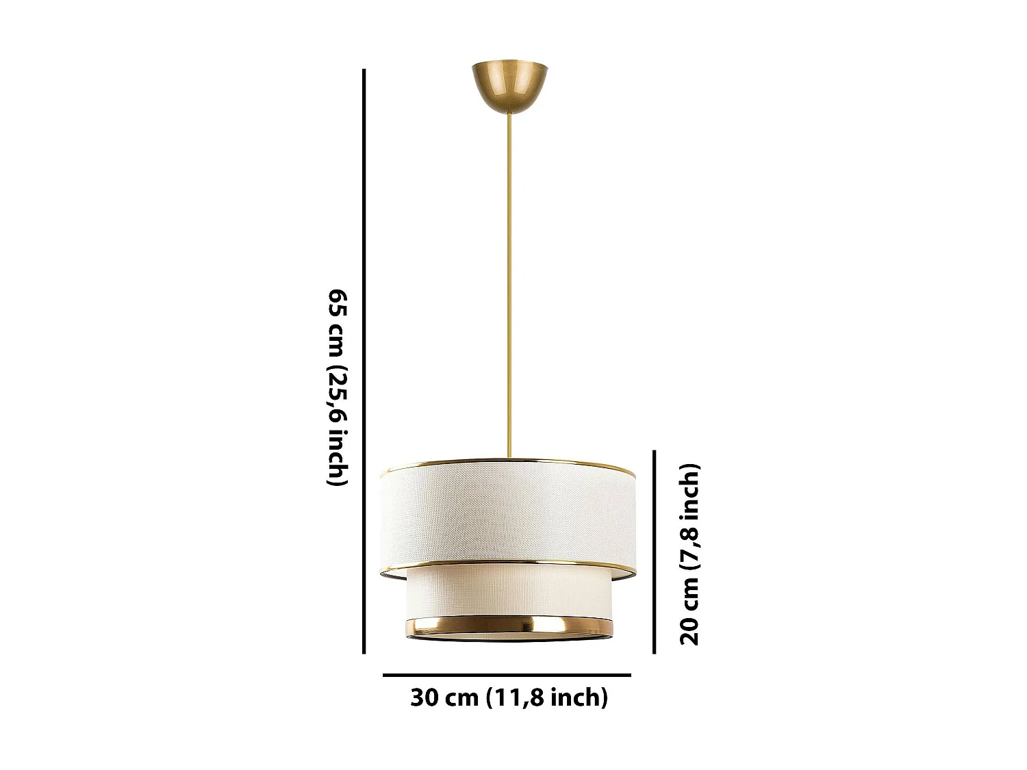 Suspension moderne en tissu - crème et or ZURICH