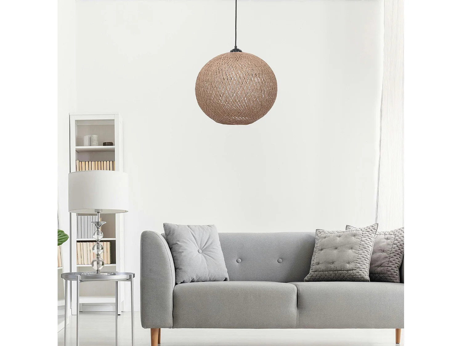 Suspension bohème jute naturelle - forme boule, ø38 cm AROSA