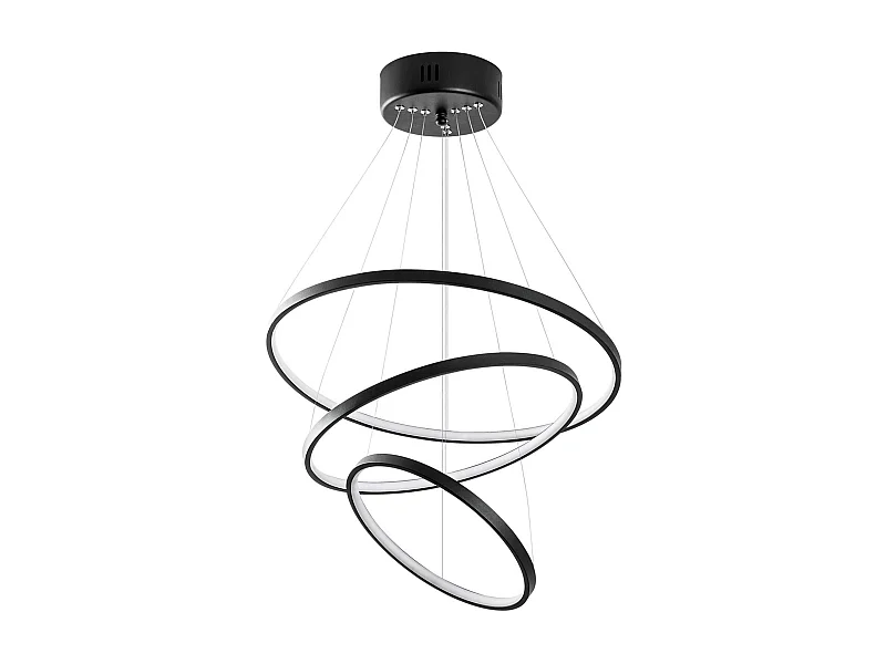 Suspension design LED – noire, 3 anneaux spirale VIESTE