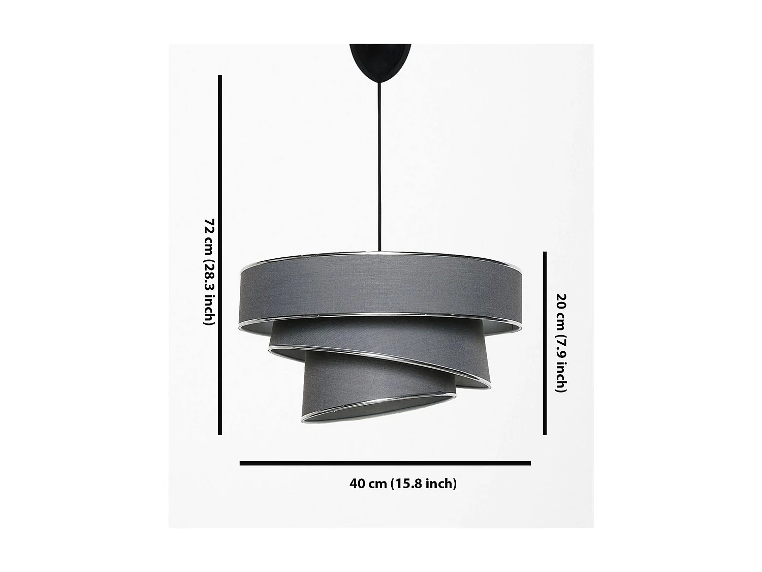 Suspension salon grise - abat-jour triple, moderne ZURICH