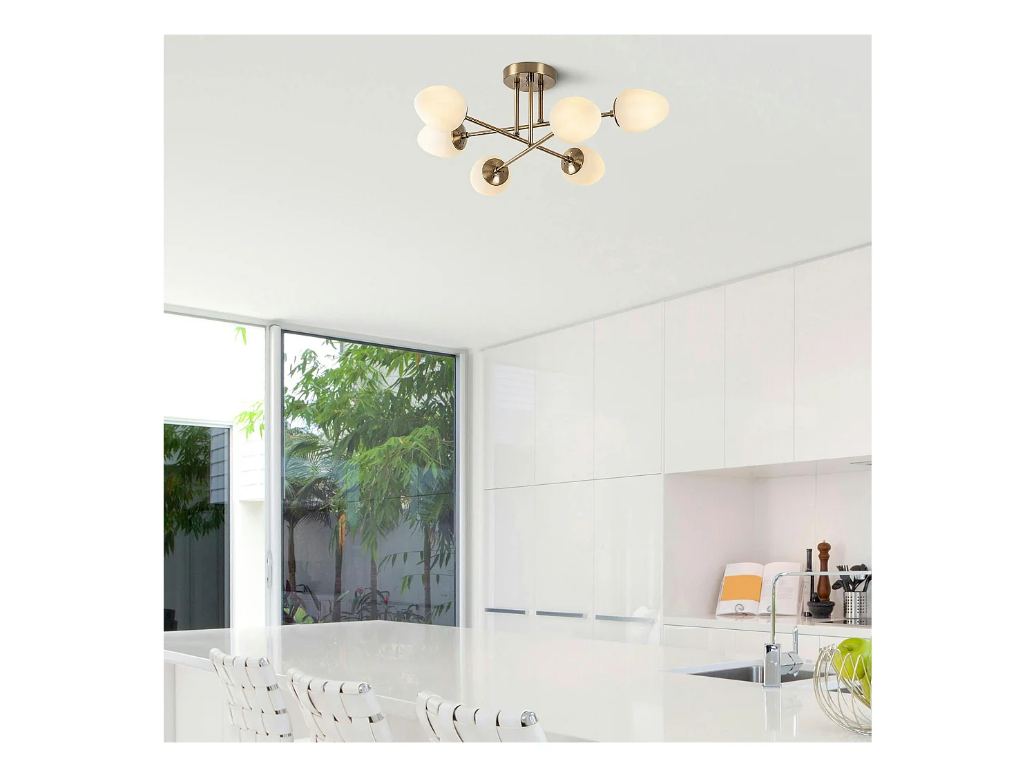 Suspension salon moderne – 6 cônes, effet laiton SIERRE