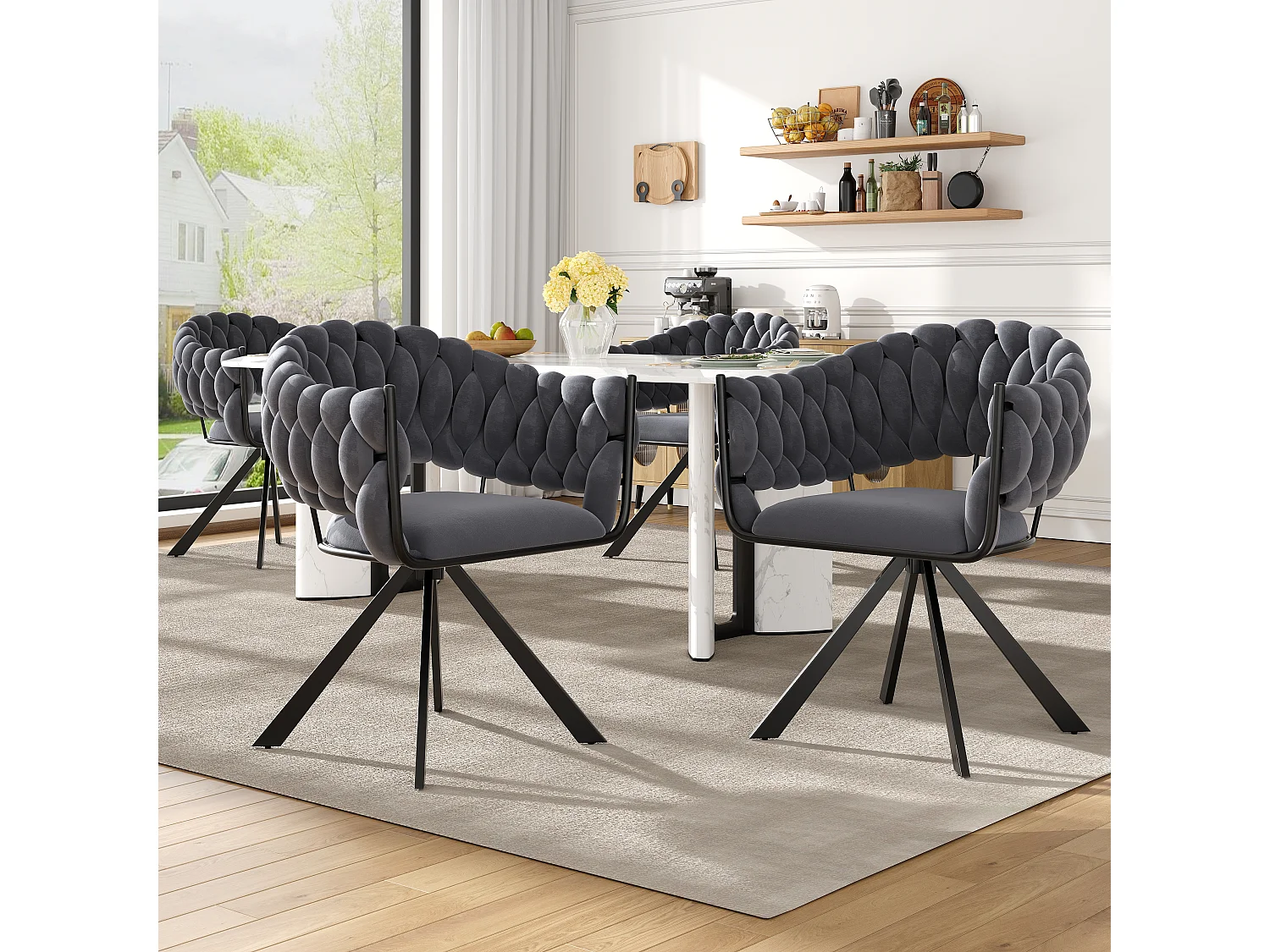 Chaise salle à manger velours ergonomique pieds métal réglables design moderne gris 64x54x77cm lot de 4