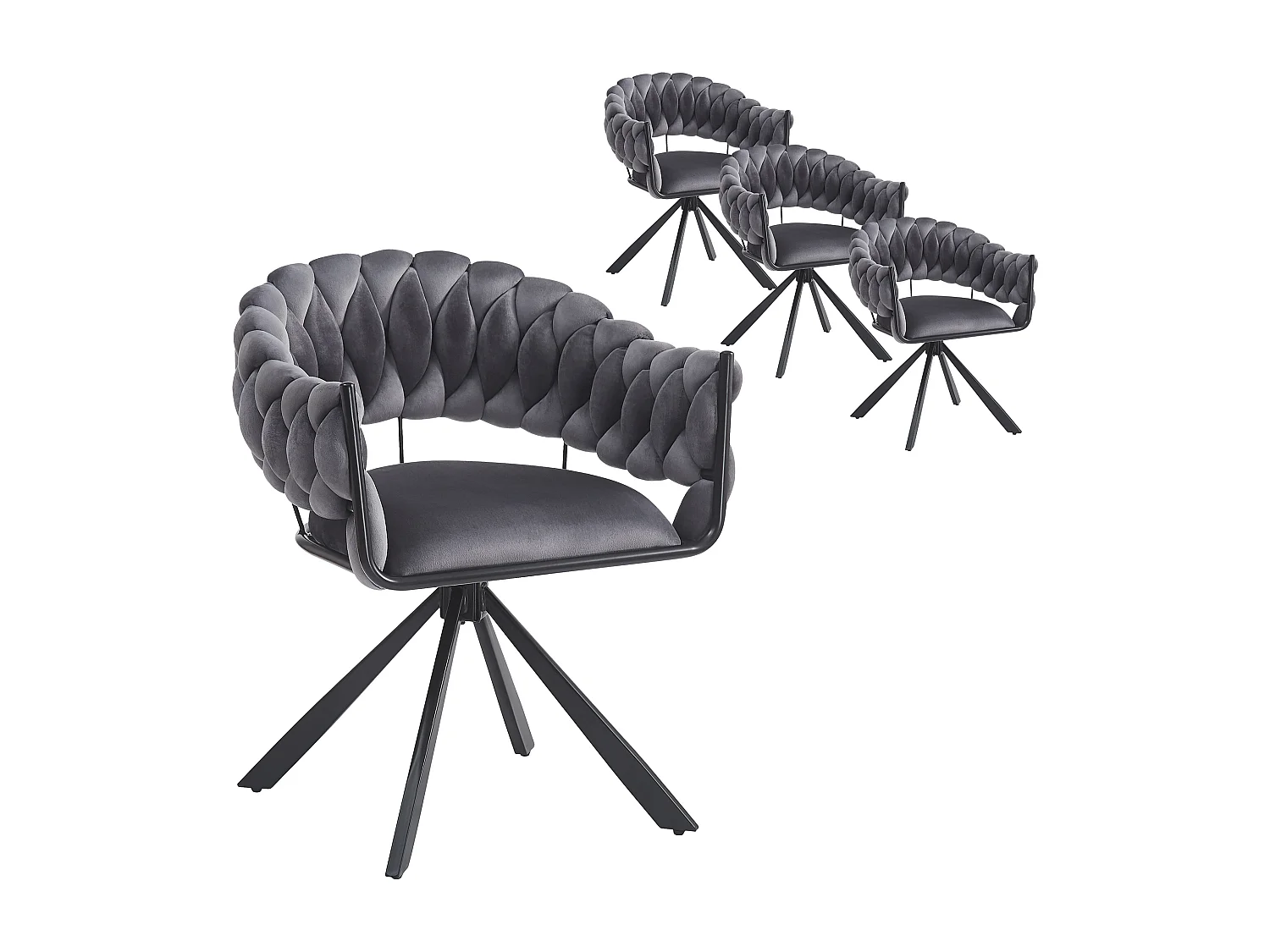 Chaise salle à manger velours ergonomique pieds métal réglables design moderne gris 64x54x77cm lot de 4