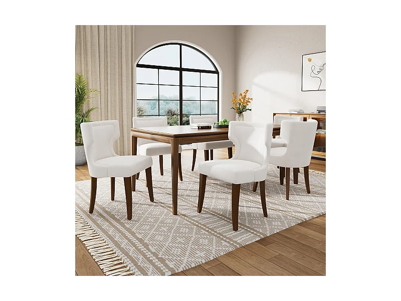 Chaise longue in velluto beige con piedi regolabili in legno massiccio e divano pieghevole per salone o cucina lotto di 6