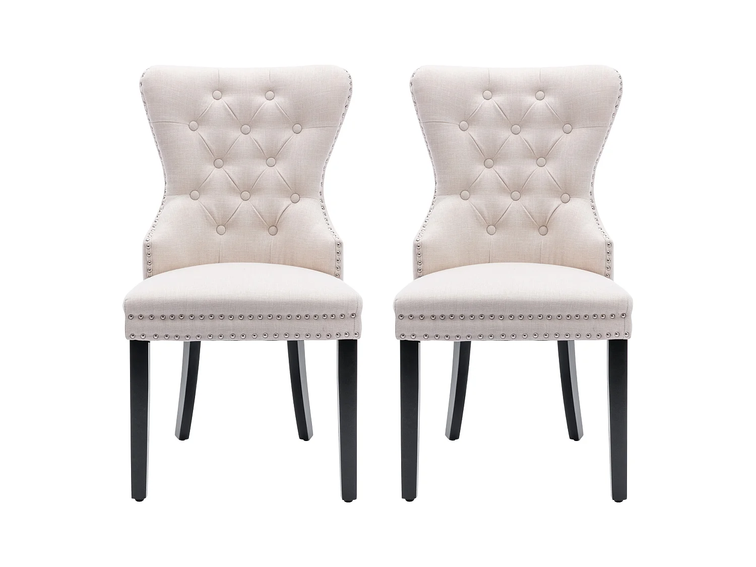 Chaise longue in tela beige con piedini in legno tuftato rivestito in metallo per sala da pranzo o camera da letto