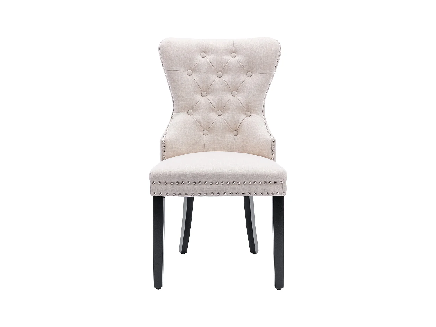 Chaise longue in tela beige con piedini in legno tuftato rivestito in metallo per sala da pranzo o camera da letto