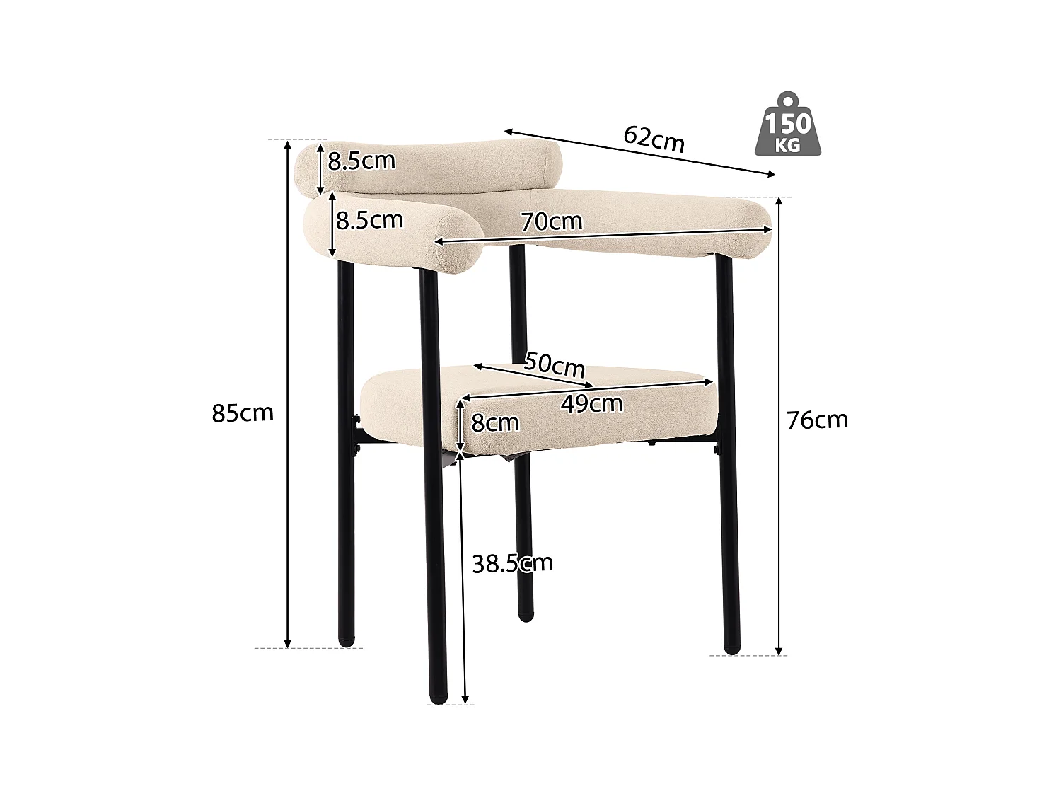 Sedia in velluto ergonomica con piedini in metallo per salone o scrivania 70x62x84cm lotto di 2