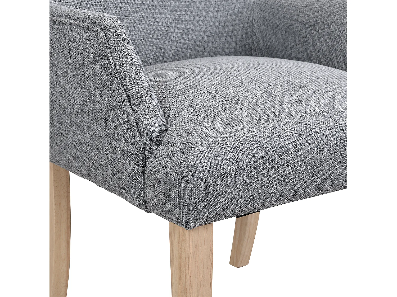 Chaise en lin gris avec accoudoirs, pieds bois massif réglables et coussin épais pour salon ou cuisine lot de 6