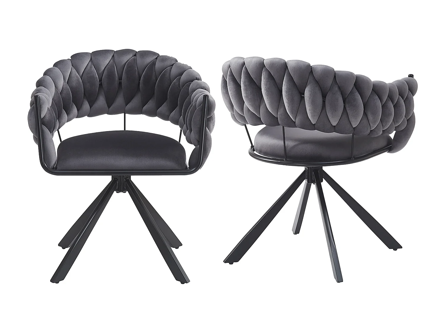 Chaise salle à manger velours ergonomique pieds métal réglables design moderne gris 64x54x77cm