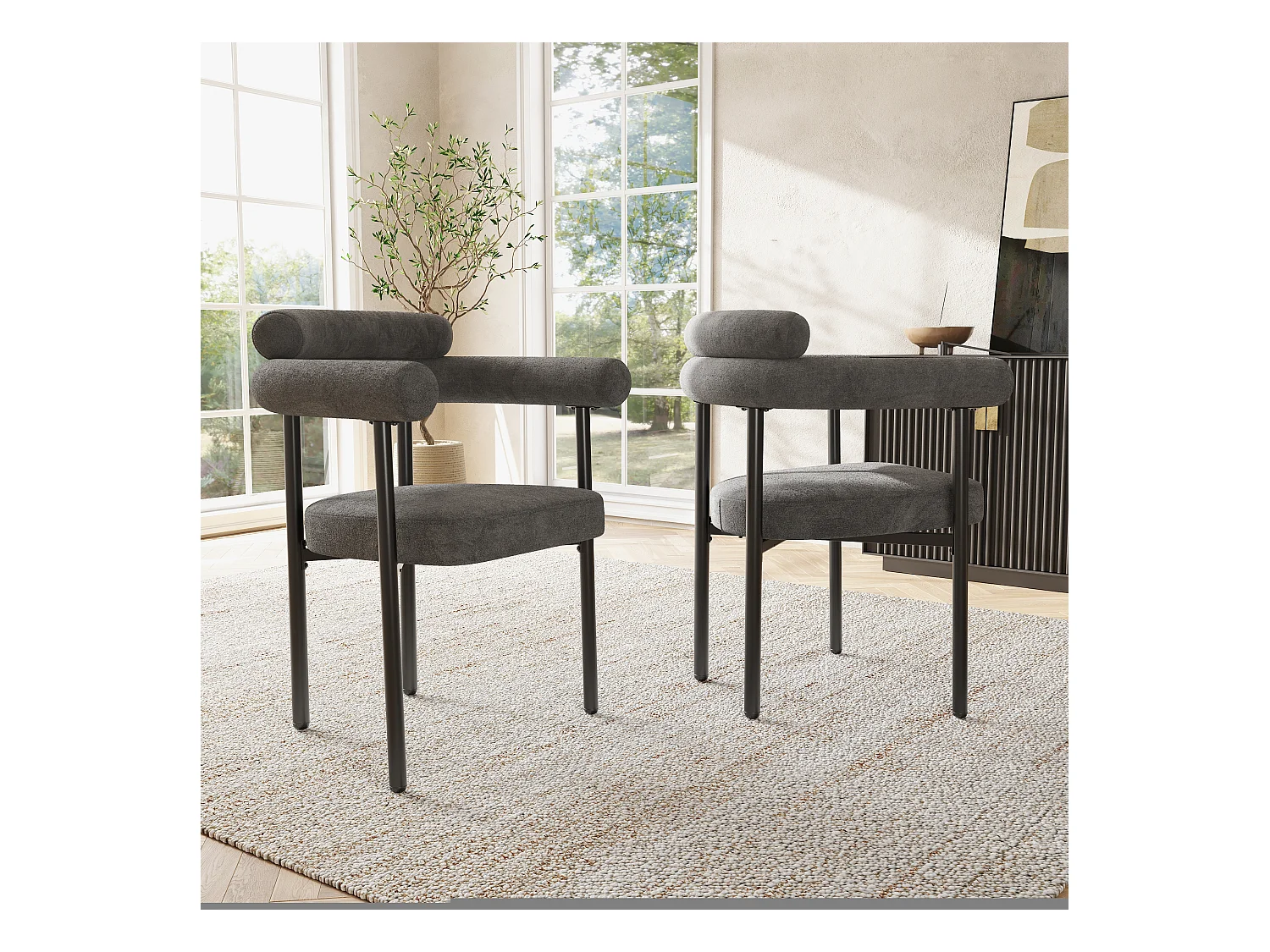 Poltrona confortável de veludo com encosto ergonômico e pés de metal para sala de estar ou escritório 70×62×84cm conjunto de 2, cinza escuro