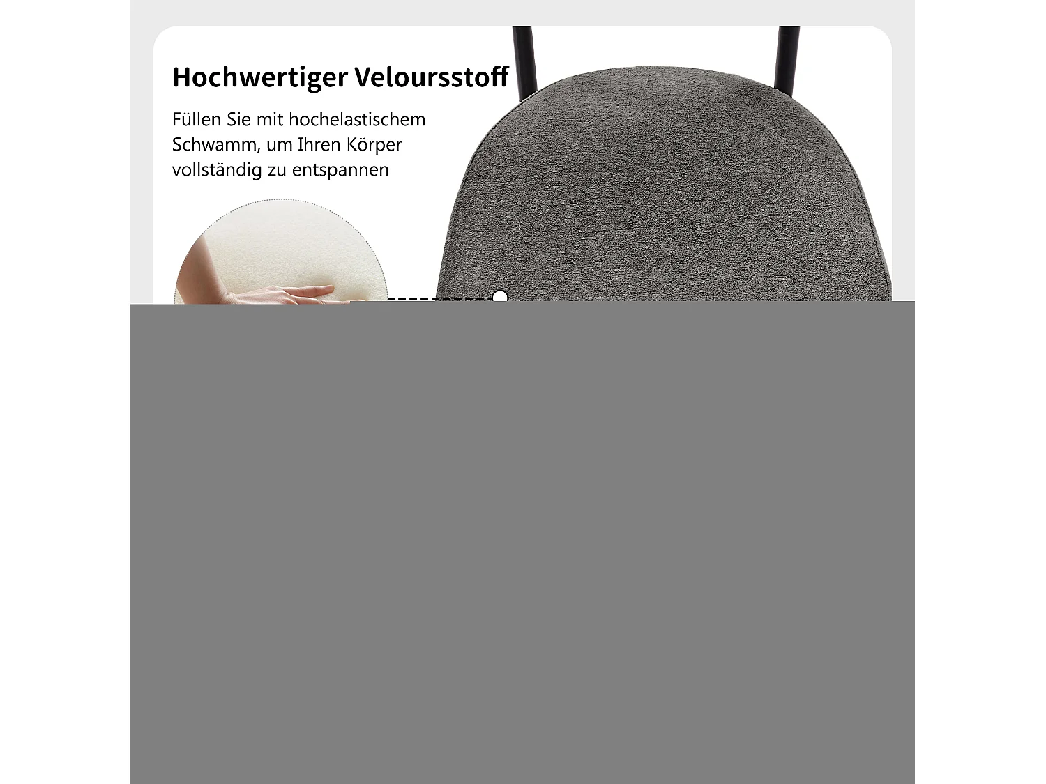 Fauteuil en velours confortable dossier ergonomique pieds métal pour salon ou bureau 70×62×84cm lot de 2, gris foncé