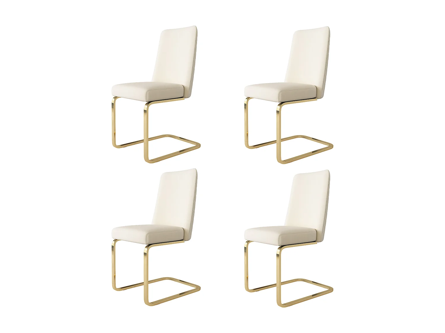 Cadeira de veludo bege com pernas douradas, encosto tufado em forma de diamante, para sala de estar ou sala de jantar, conjunto de 4