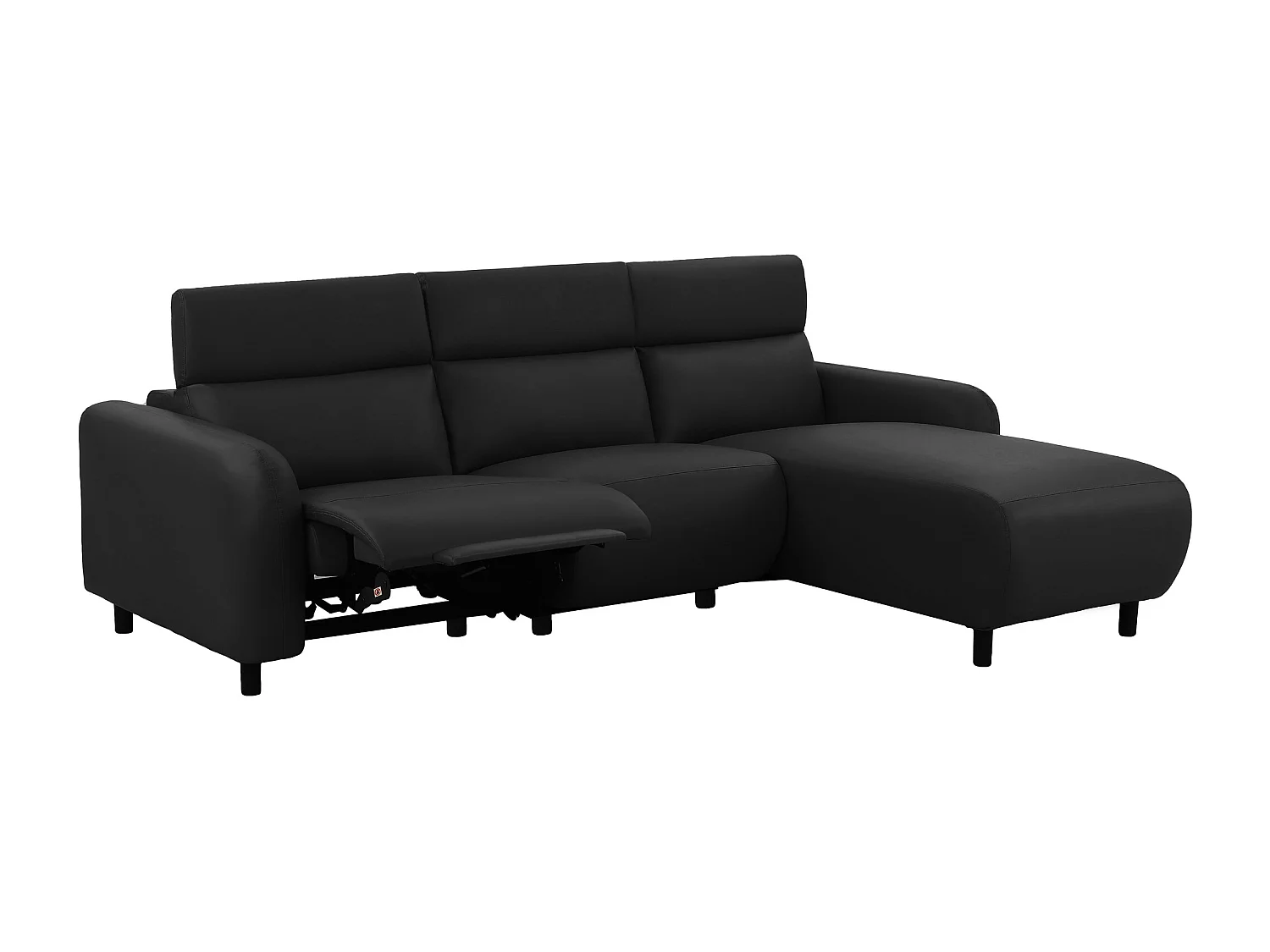 Skaane | Sofa 3 seater with chaise right & electric function in PU black