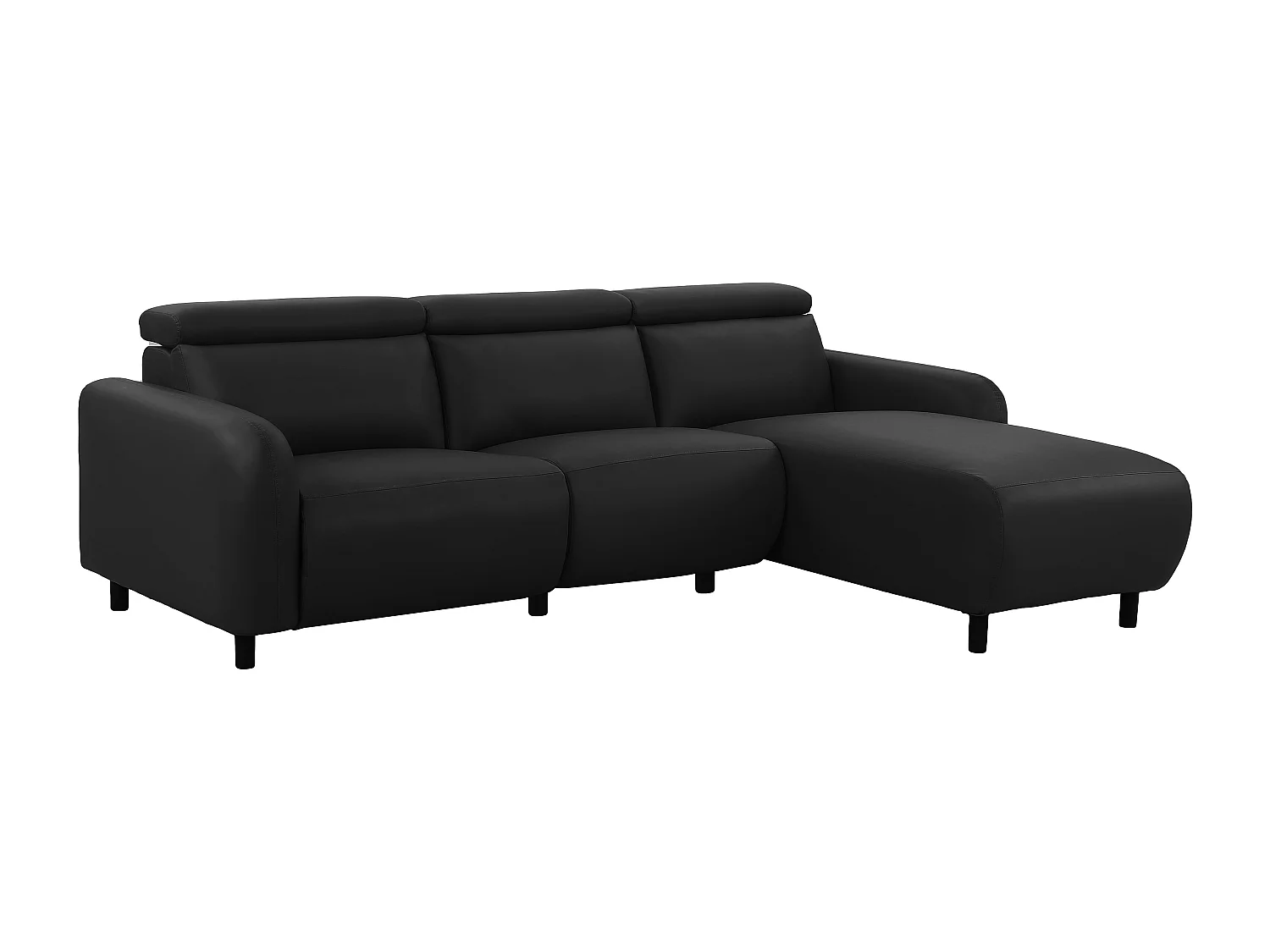Skaane | Sofa 3 seater with chaise right & electric function in PU black