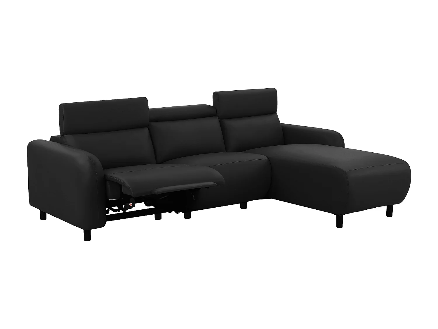 Skaane | Sofa 3 seater with chaise right & electric function in PU black