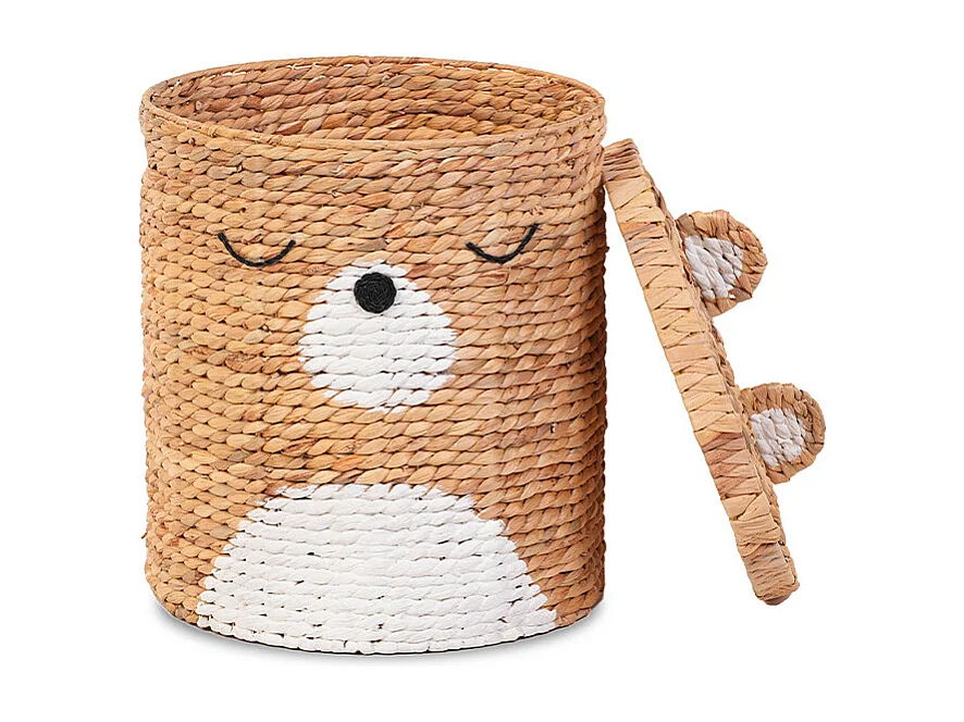 Panier enfant ourson jacinthe d'eau naturel et blanc