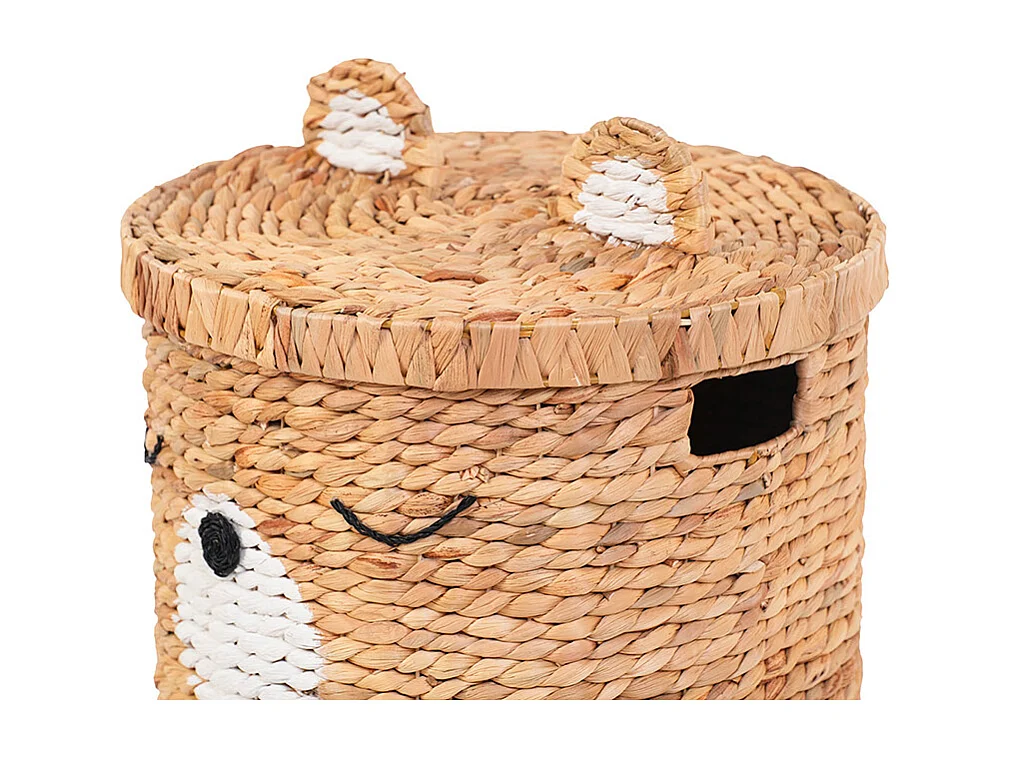 Panier enfant ourson jacinthe d'eau naturel et blanc