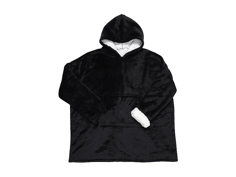 Sweat A Capuche Interieur Sherpa Noir Noir