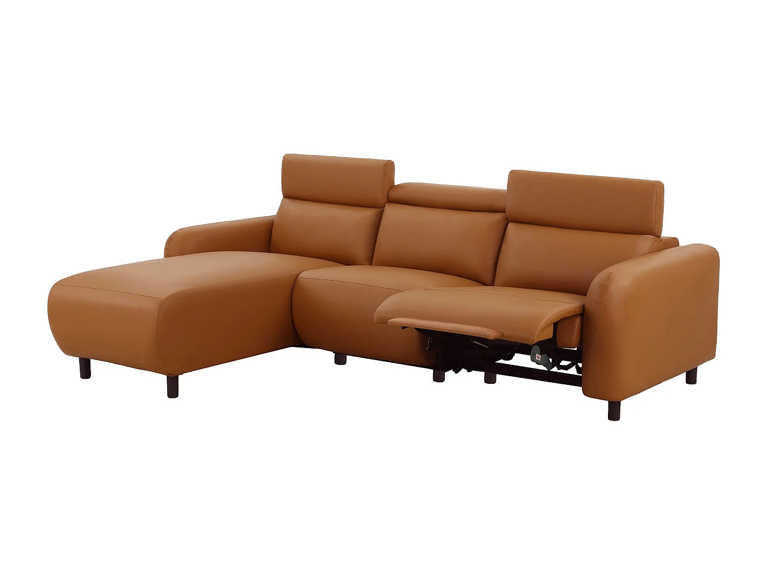 Skaane | Sofa 3 seater with chaise left & electric function in PU cognac