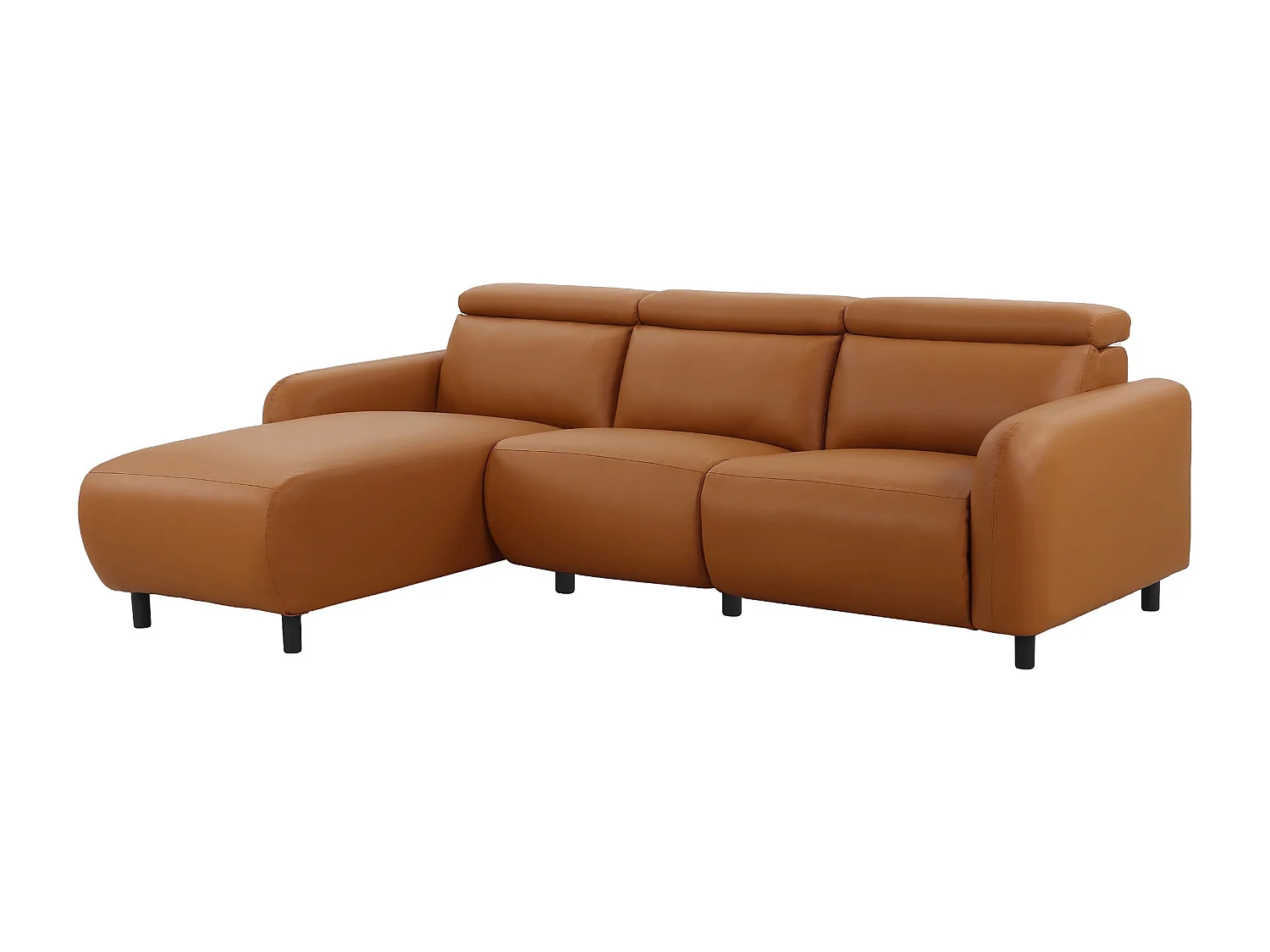 Skaane | Sofa 3 seater with chaise left & electric function in PU cognac