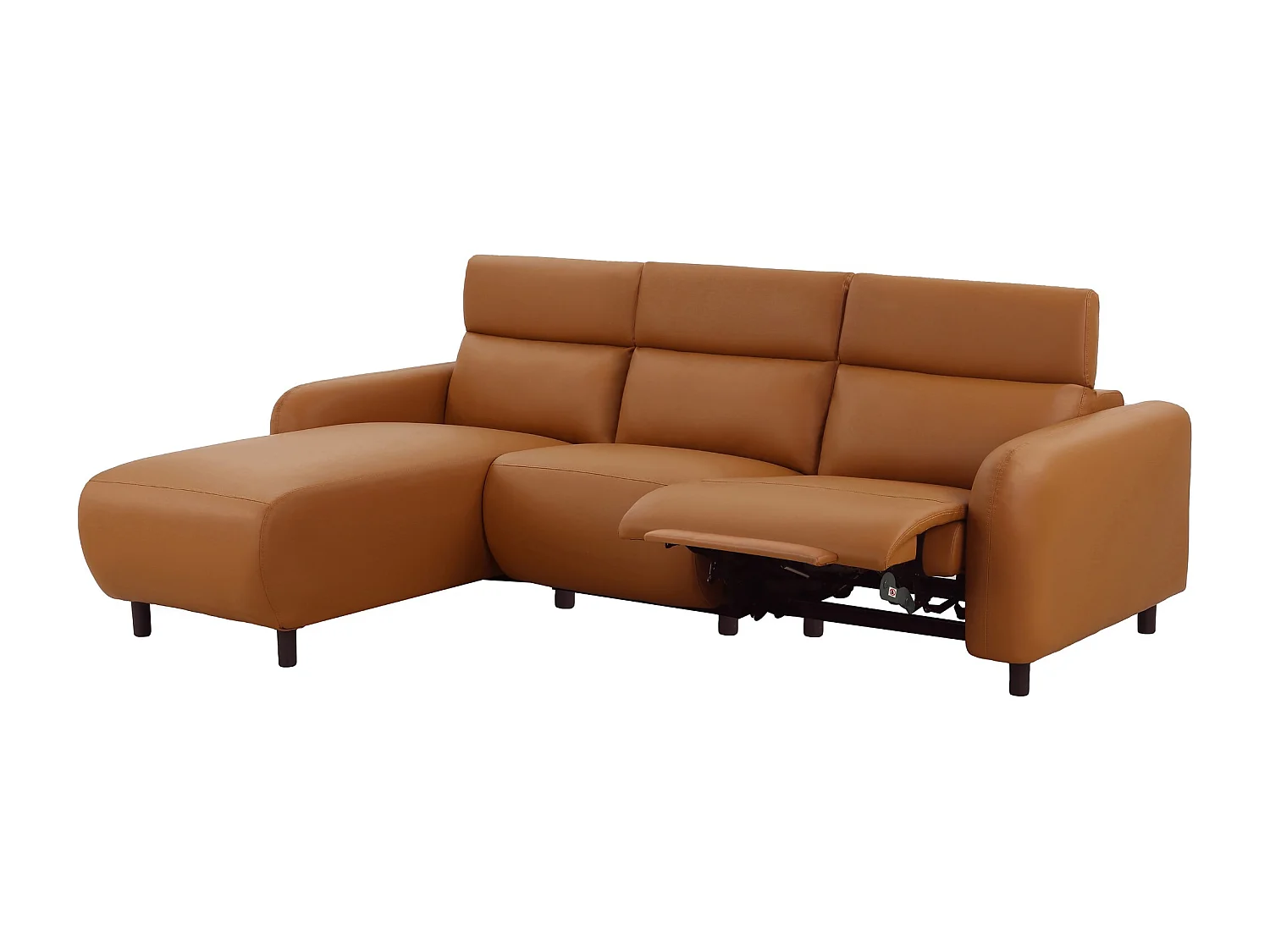 Skaane | Sofa 3 seater with chaise left & electric function in PU cognac