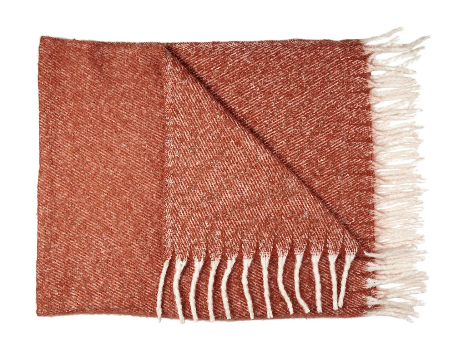 Plaid Terracotta A Franges 120x150cm Orange