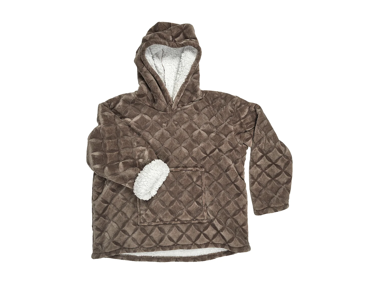 Sweat Plaid Embosse Int Sherpa Brun Marron