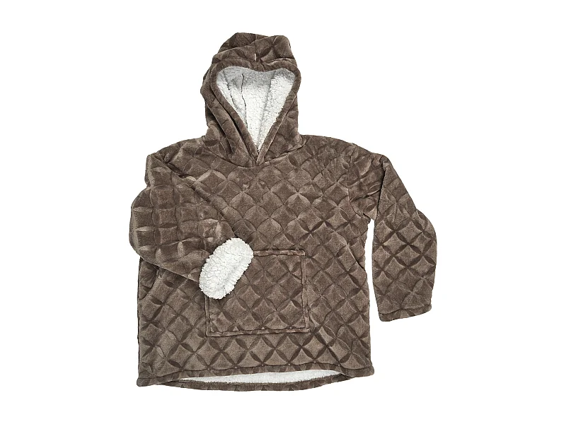 Sweat Plaid Embosse Int Sherpa Brun Marron