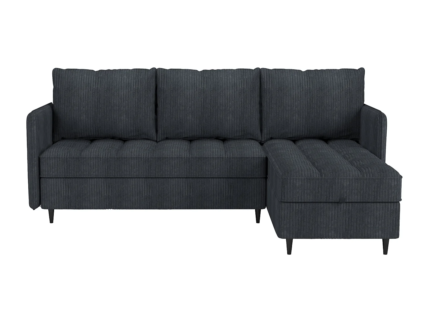 Canapé 3 places avec rangement/méridienne réversible en tissu anthracite