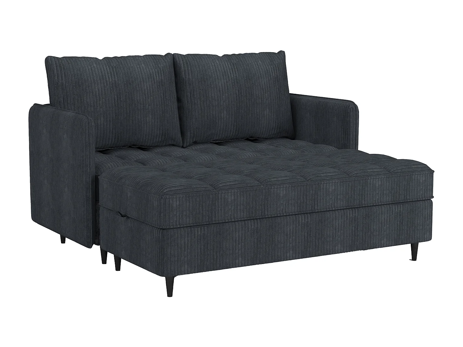 Canapé 3 places avec rangement/méridienne réversible en tissu anthracite