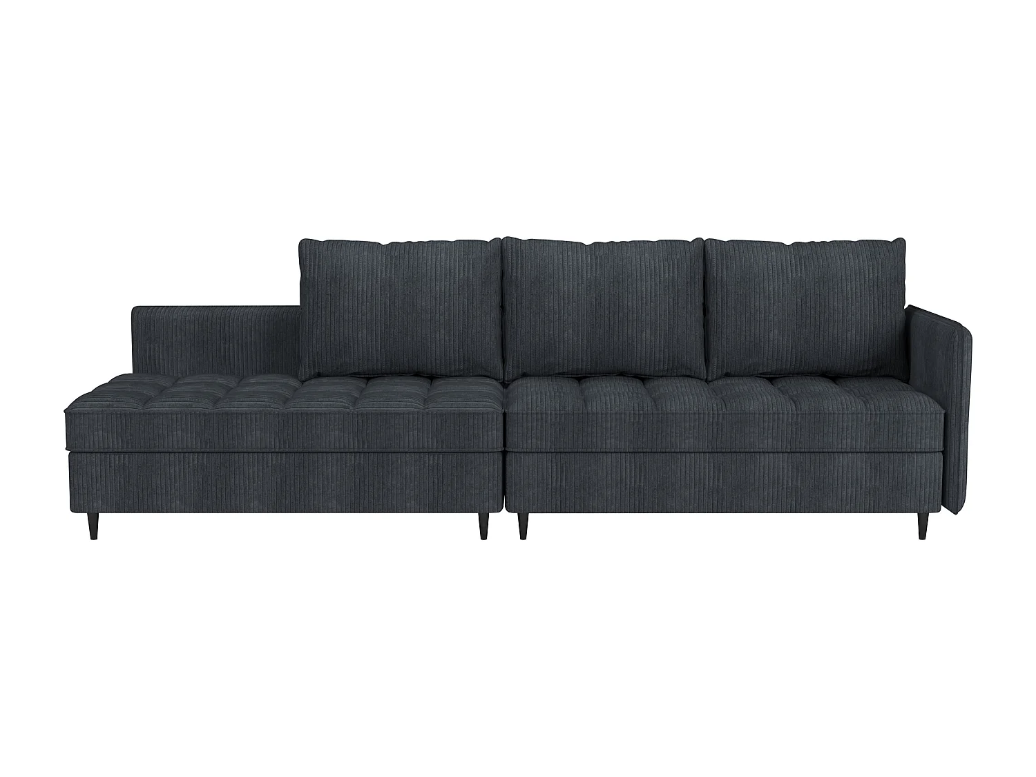 Canapé 3 places avec rangement/méridienne réversible en tissu anthracite