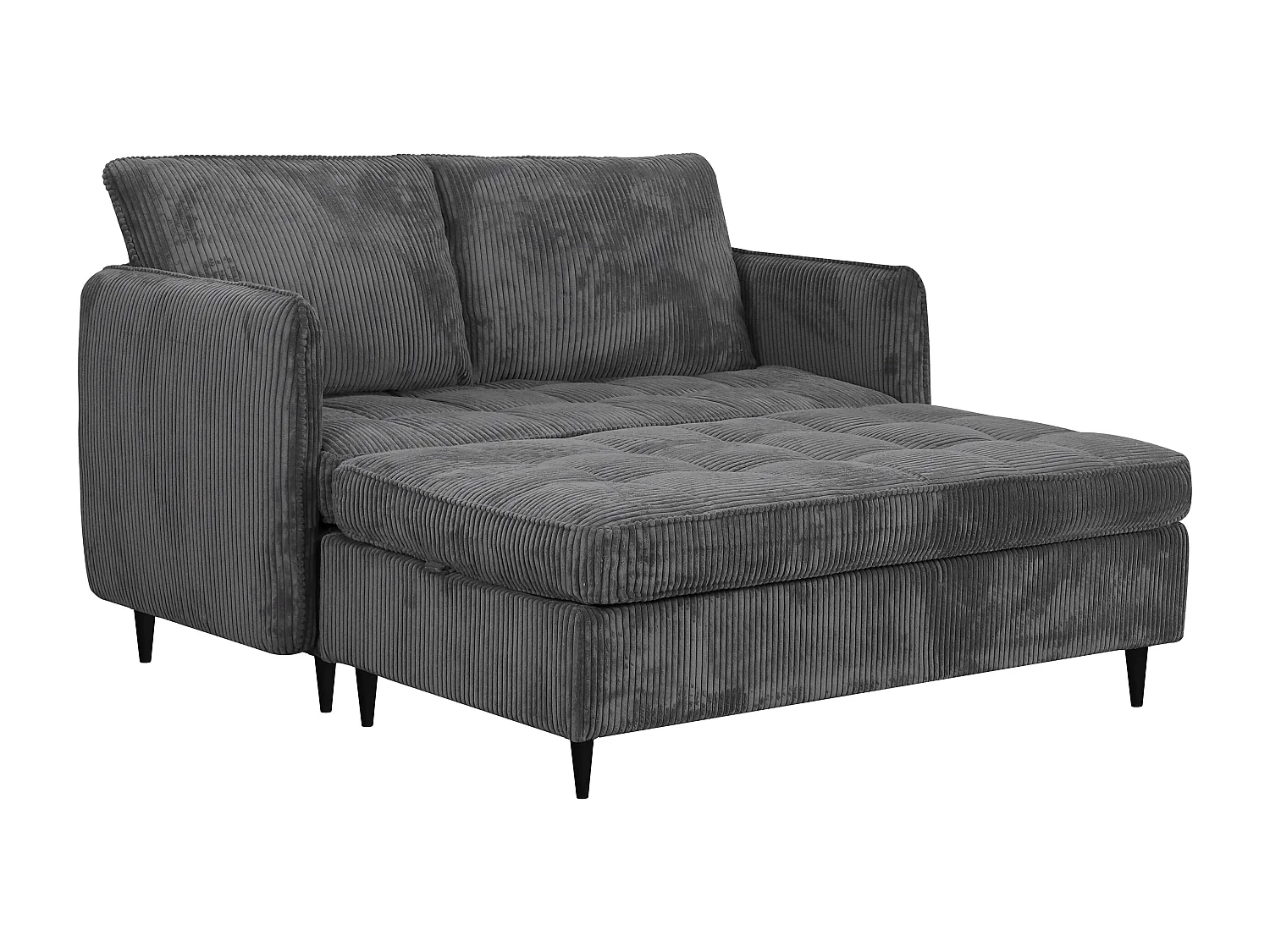 Canapé 3 places avec rangement/méridienne réversible en tissu anthracite