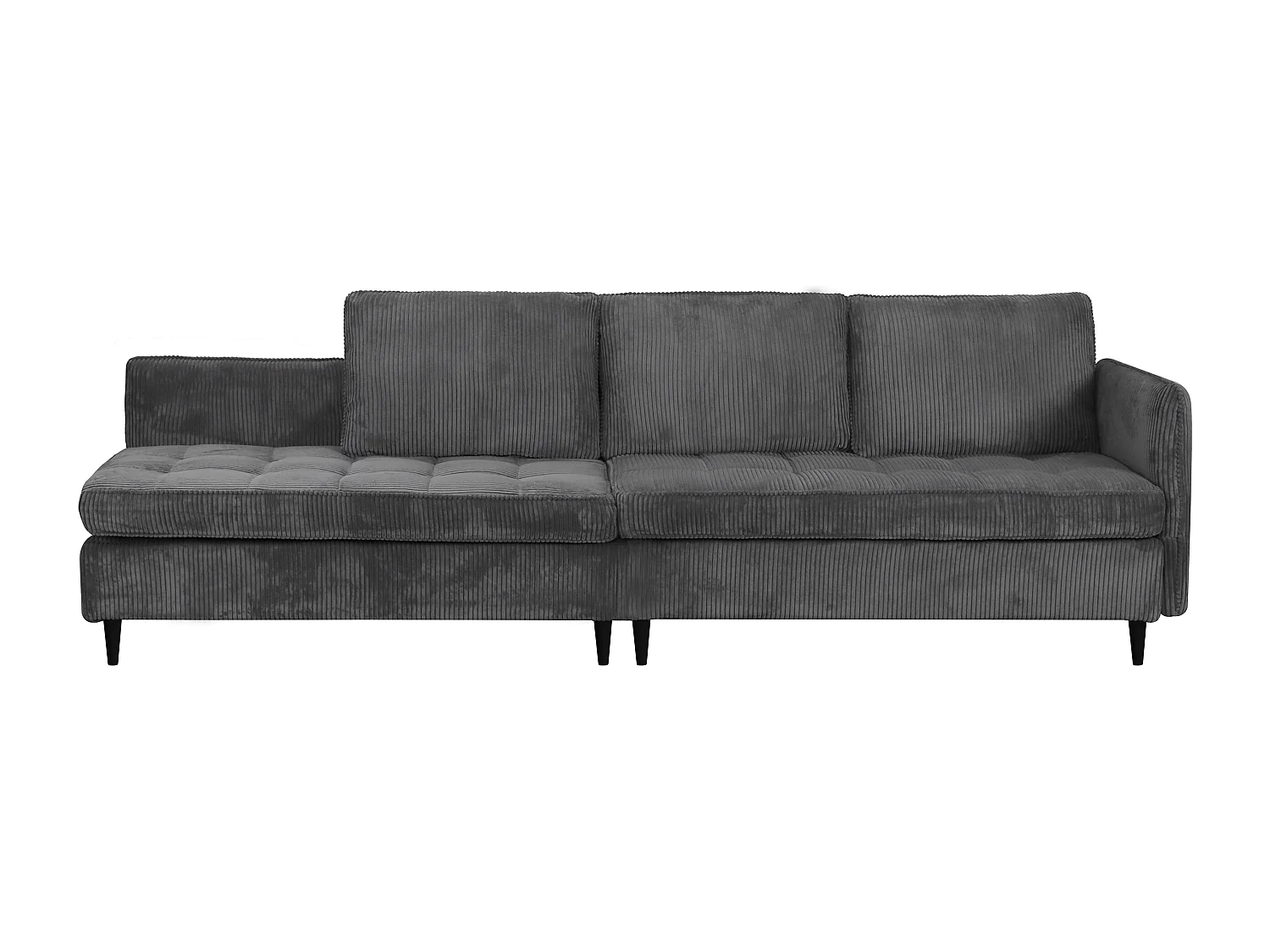 Canapé 3 places avec rangement/méridienne réversible en tissu anthracite