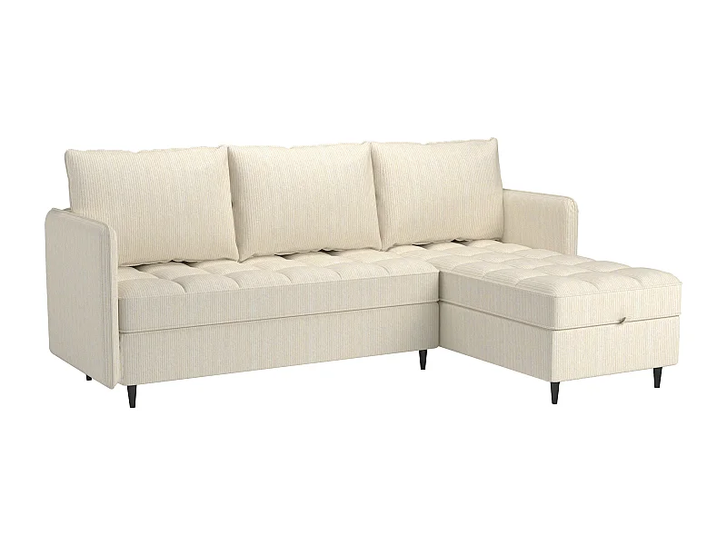 3-zitsbank met opbergruimte/omkeerbare chaise longue in crèmekleurige stof