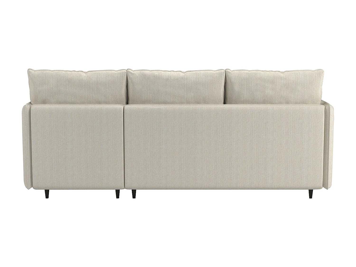 Canapé 3 places avec rangement/méridienne réversible en tissu crème