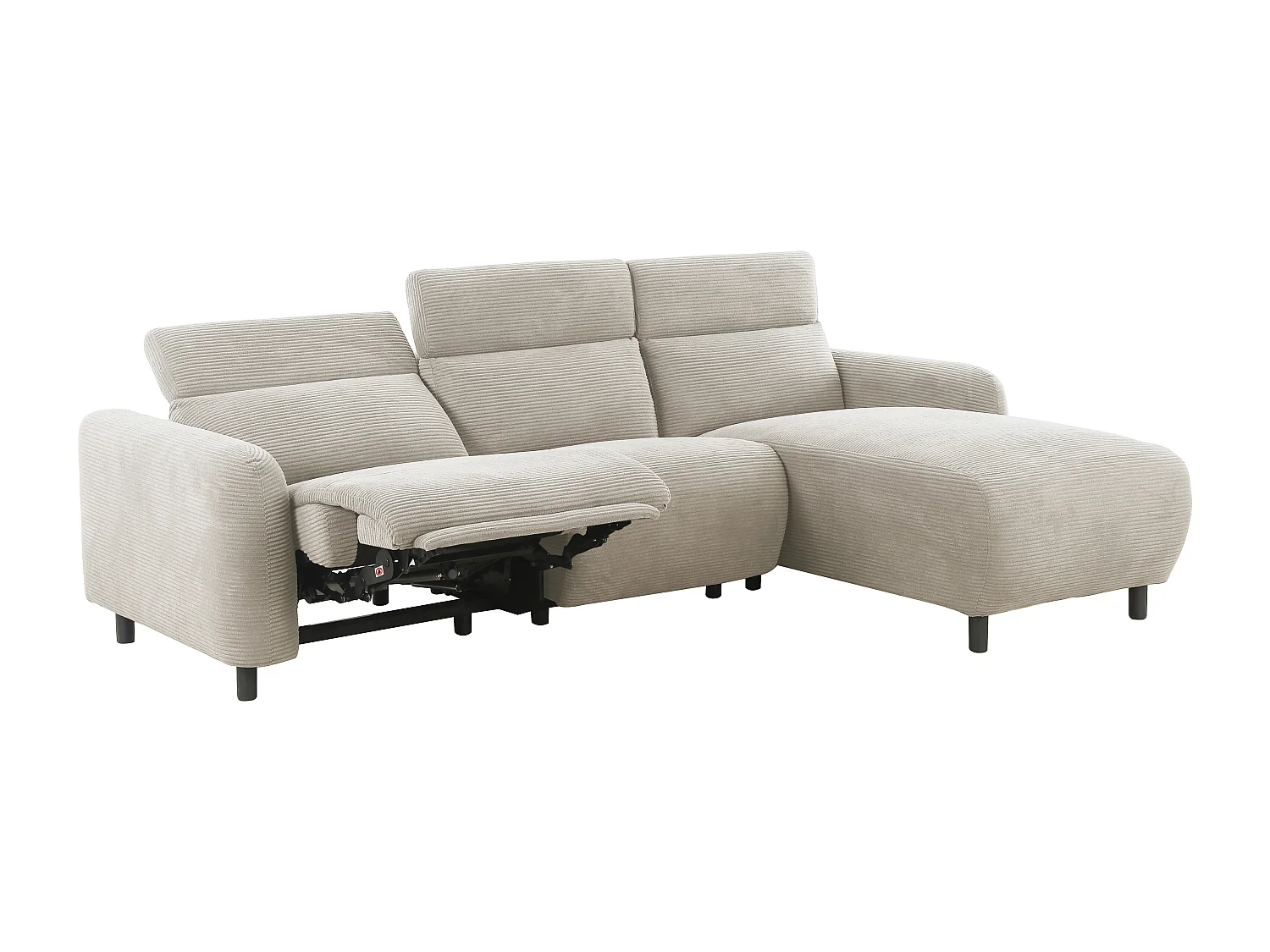 Skaane | Sofa 3 seater with chaise right & electric function in corduroy cream