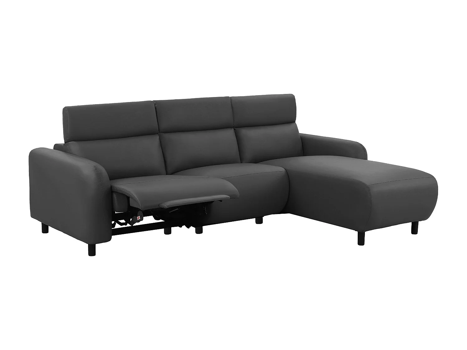 Skaane | Sofa 3 seater with chaise right & electric function in PU grey