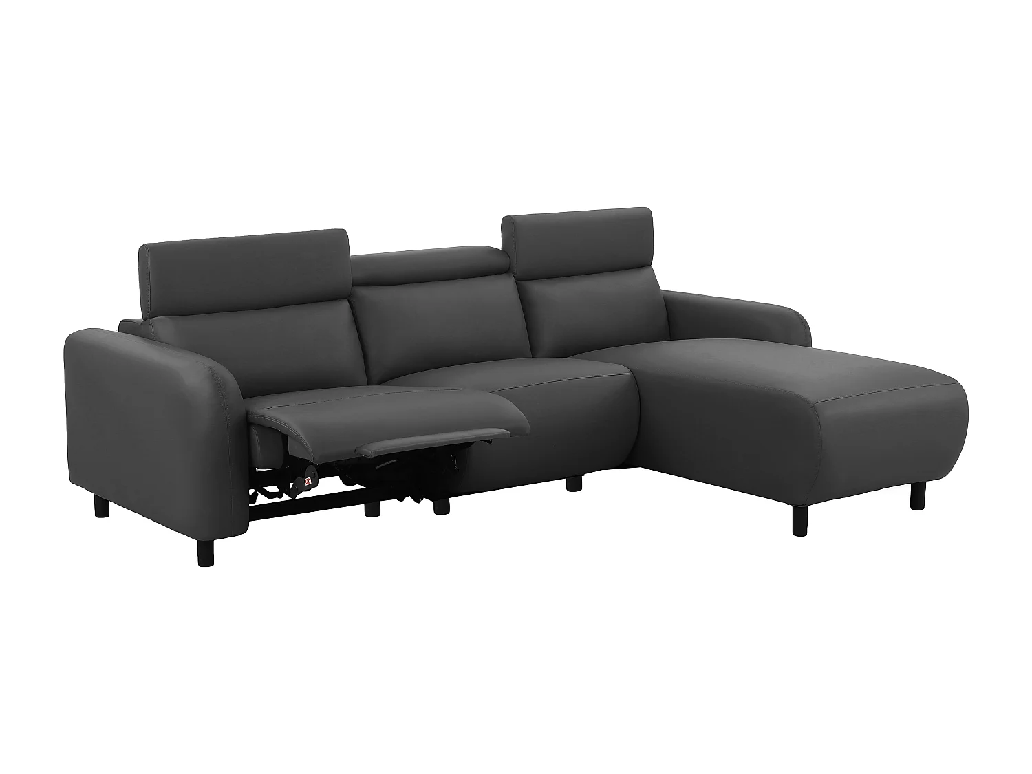 Skaane | Sofa 3 seater with chaise right & electric function in PU grey