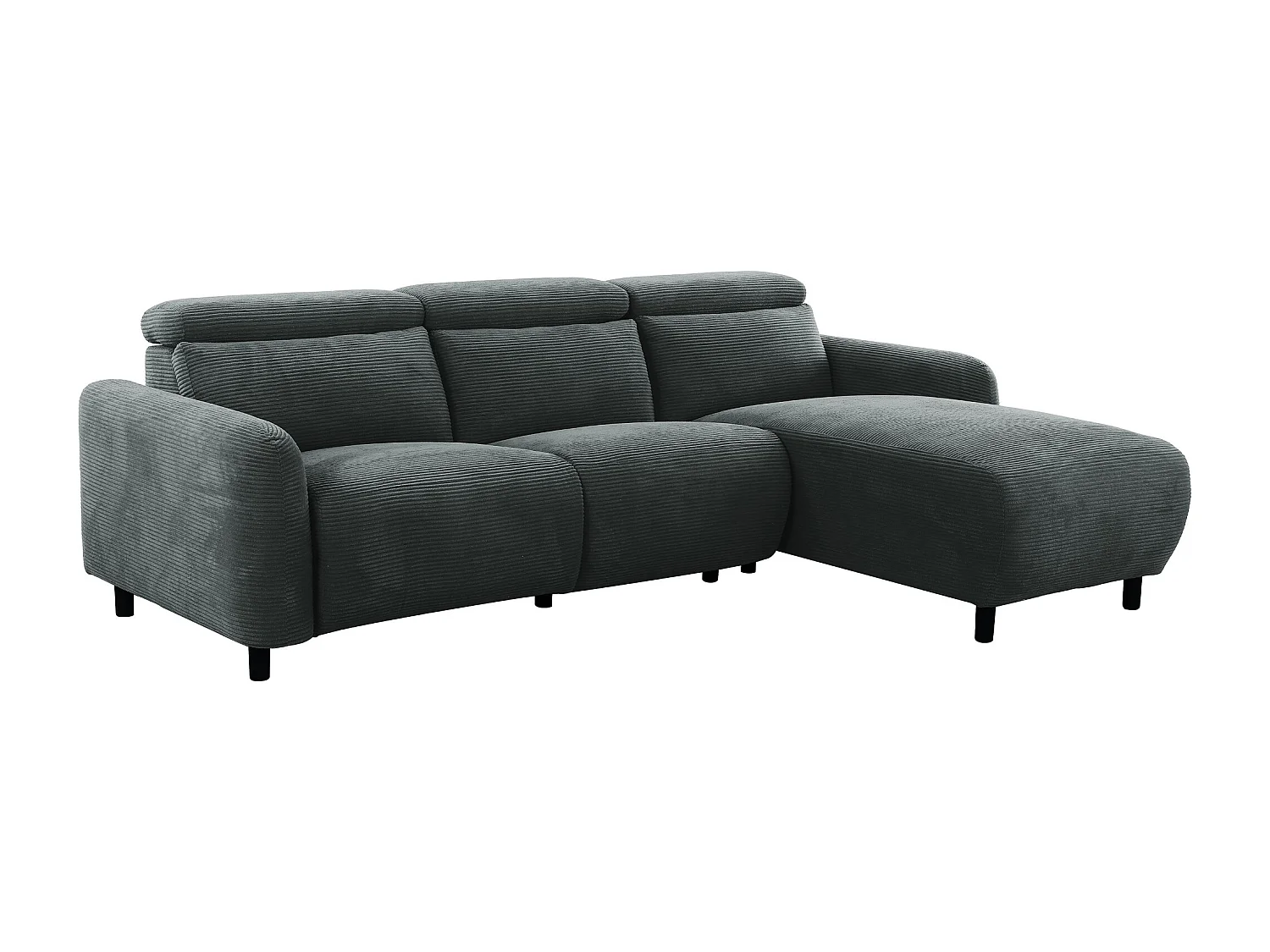 Skaane | Sofa 3 seater with chaise right & electric function in corduroy anthracite