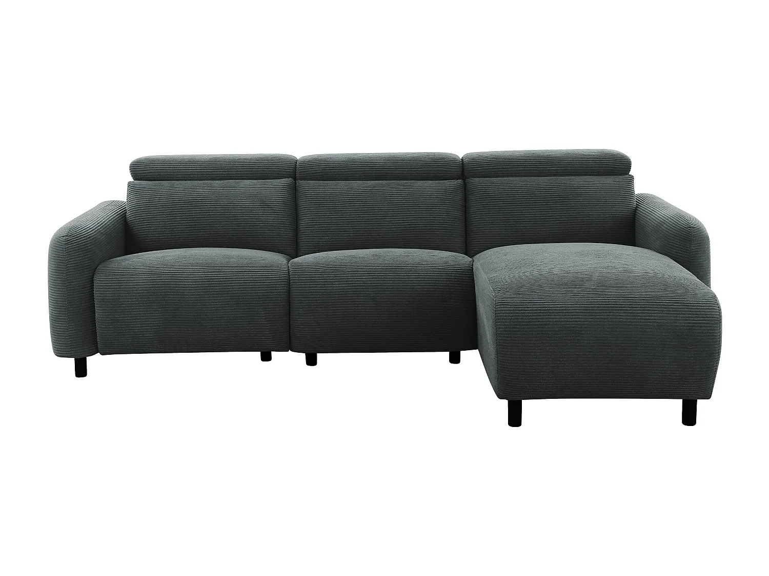 Skaane | Sofa 3 seater with chaise right & electric function in corduroy anthracite