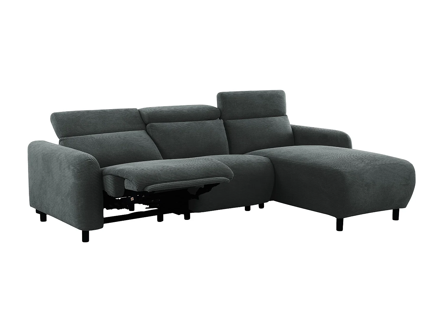 Skaane | Sofa 3 seater with chaise right & electric function in corduroy anthracite
