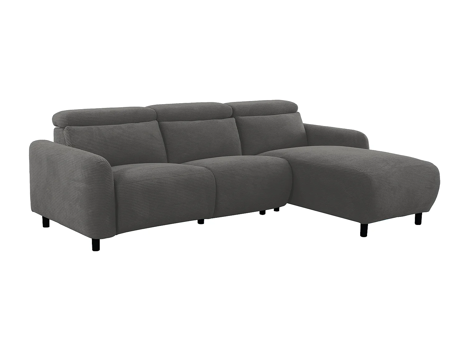 Skaane | Sofa 3 seater with chaise right & electric function in corduroy anthracite