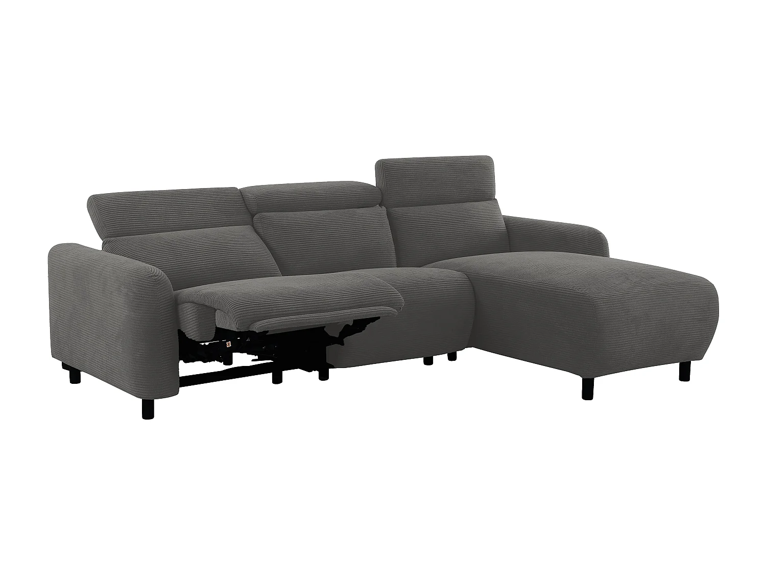 Skaane | Sofa 3 seater with chaise right & electric function in corduroy anthracite