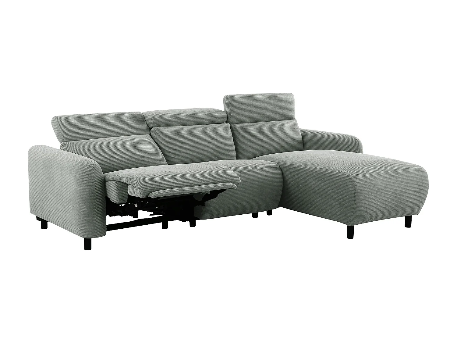 Skaane | Sofa 3 seater with chaise right & electric function in corduroy grey